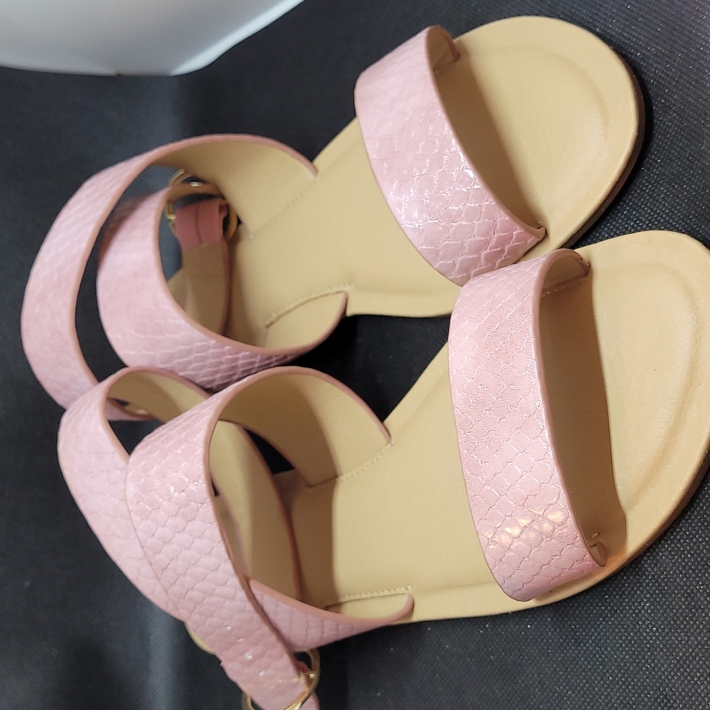 Loft Pink Snakeskin Sandals w Ankle Strap